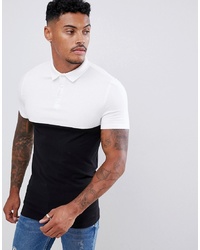 ASOS DESIGN Muscle Fit Polo Shirt With Contrast Yoke In Black