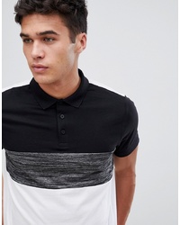 ASOS DESIGN Polo Shirt With Colour Block In Interest Fabric In White