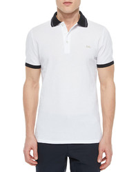 Burberry Tipped Pique Short Sleeve Polo Shirt White