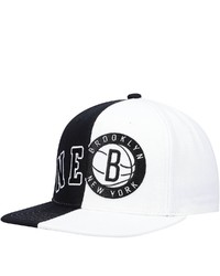 Mitchell & Ness Blackwhite Brooklyn Nets Half And Half Snapback Hat
