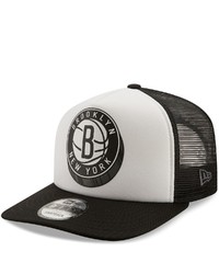New Era Whiteblack Brooklyn Nets Foam Front Trucker 9fifty Snapback Hat