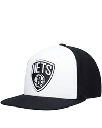 Mitchell & Ness Whiteblack Brooklyn Nets Front Post Snapback Hat