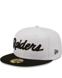 New Era Whiteblack Las Vegas Raiders Flipside 59fifty Fitted Hat