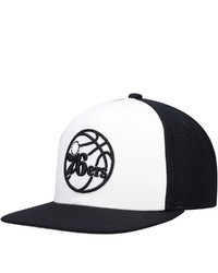Mitchell & Ness Whiteblack Philadelphia 76ers Front Post Snapback Hat