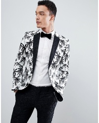 George Eliot bound Nature ASOS Edition Super Skinny Suit Jacket In Black And White Palm Tree Print  With Contract Black Lace Lapel, $19 | Asos | Lookastic