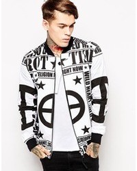 Religion Bomber Jacket With Graphic Print White