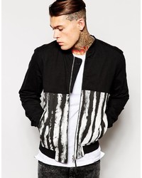 Religion Cut And Sew Printed Bomber Jacket