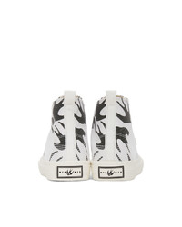 McQ Alexander McQueen White And Black Plimsoll High Top Sneakers