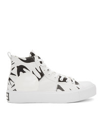 McQ Alexander McQueen White And Black Plimsoll Platform High Sneakers