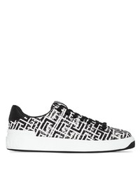 Balmain Monogram Pattern Lace Up Sneakers