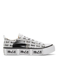 McQ Alexander McQueen White All Over Metal Logo Plimsoll Platform Low Top Sneakers