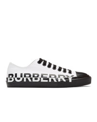 Burberry White And Black Larkhall M Logo Sneakers