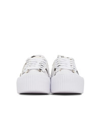 McQ Alexander McQueen White And Black Plimsoll Platform Low Sneakers