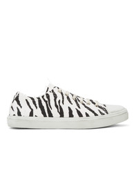 Saint Laurent White And Black Zebra Bedford Sneakers