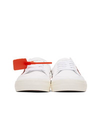 Off-White White And Burgundy Low Vulcanized Sneakers