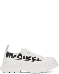 Alexander McQueen White Black Tread Slick Graffiti Sneakers