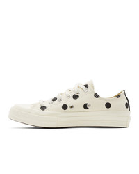 Comme Des Garcons Play White Converse Edition Polka Dot Heart Chuck 70 Low Sneakers