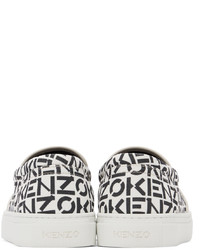 Kenzo Black White Logo Slip On Sneakers