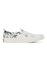 McQ Alexander McQueen White And Black Plimsoll Slip On Sneakers