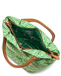 Bueno Aztec Print Tote Handbag With Waterproof Interior Bag Green
