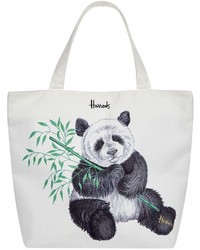 Harrods Canvas Panda Shopper Bag White