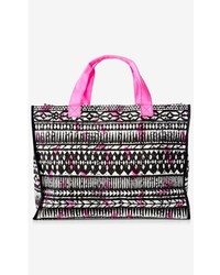 Express Black And White Aztec Canvas Tote