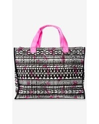 Express Black And White Aztec Canvas Tote