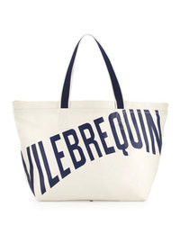 Vilebrequin Logo Canvas Tote Bag White