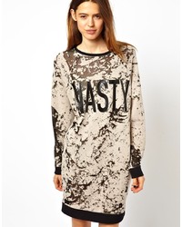 Asos Sweater Dress With Nasty Burnout Print
