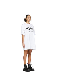 MSGM White Artist Logo T Shirt Dress