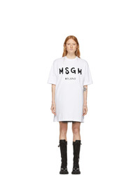 MSGM White Oversized T Shirt Dress