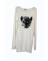 Wildfox Couture Wildfox Black Cheetah Sweater Dress In Cream White