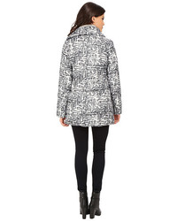 Kenneth Cole New York Asymmetrical Sweater Print Packable Faux Down Coat