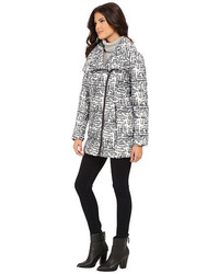 Kenneth Cole New York Asymmetrical Sweater Print Packable Faux Down Coat
