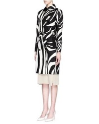 Diane von Furstenberg Libby Zebra Print Wool Silk Trench Coat