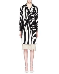 Diane von Furstenberg Libby Zebra Print Wool Silk Trench Coat