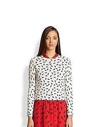 Band Of Outsiders Wool Bunny Print Sweater Off White