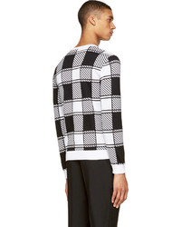 Versace Black White Geometric Print Studded Sweater