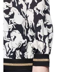 Stella McCartney Ines Running Horses Print Silk Pullover