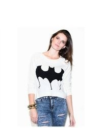 Soho Girl Batman Print Sweater In White