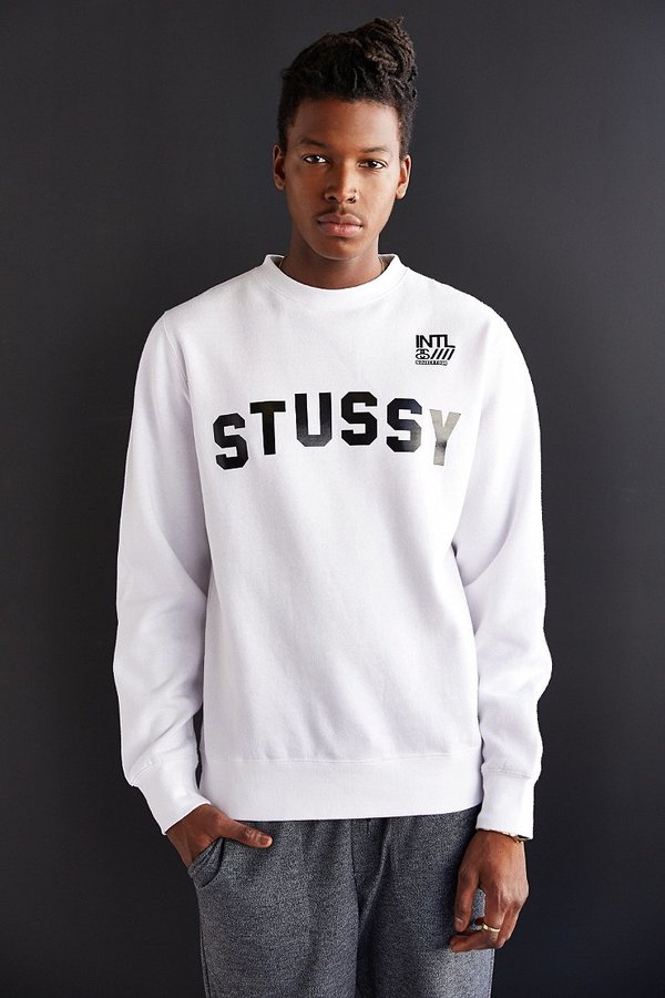 stussy stock applique crew sweatshirt