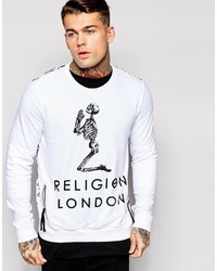 Religion Sweatshirt With Praying Skeleton And Back Print