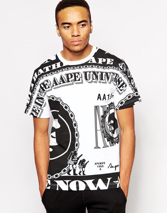 A Bathing Ape Aape By T Shirt With Dollar Bill Print, $73 | Asos