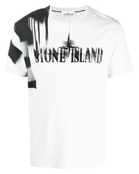 Stone Island Blurred Logo Print T Shirt