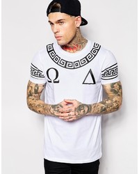 Asos Brand Longline T Shirt With Greek Symbol Print And Relaxed Fit