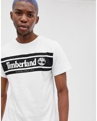 Timberland Chest Stripe Logo T Shirt Slim Fit In White