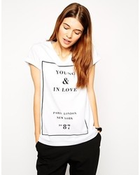 Asos Collection T Shirt With V Neck And Young In Love Print