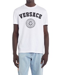 Versace First Line Collegiate Logo Graphic Tee In Optical White At Nordstrom