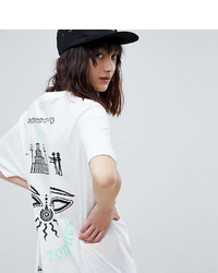 Crooked Tongues Oversized T Shirt In White With Back Symbol Print
