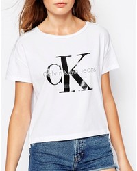 Calvin Klein Jeans Cropped Boxy T Shirt With Logo